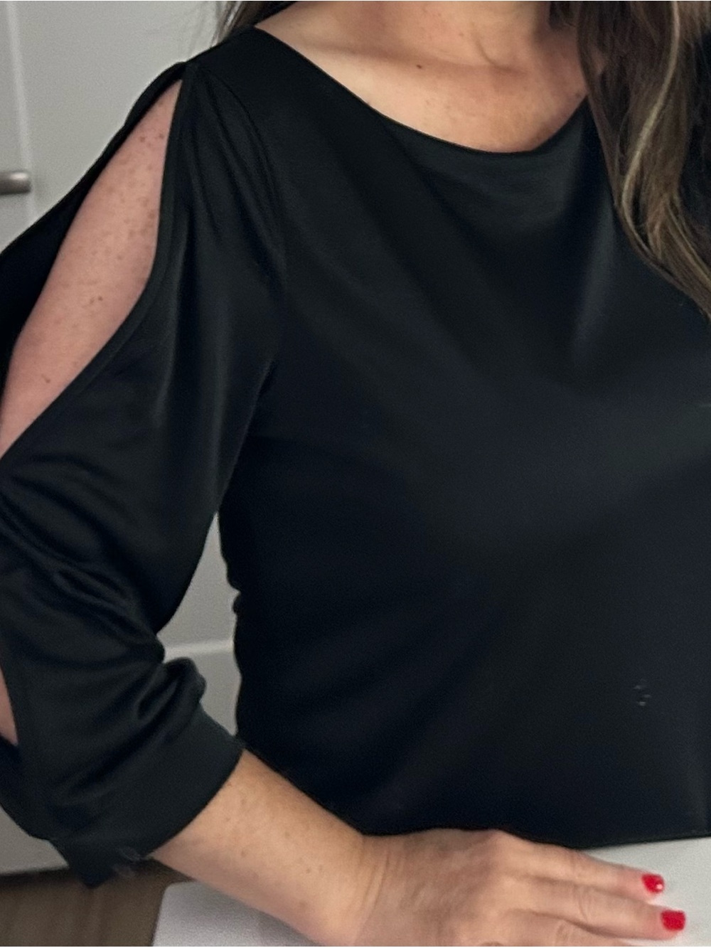 WHBM Classic Black Women's Top - Elegant Scoop Neck Size Large